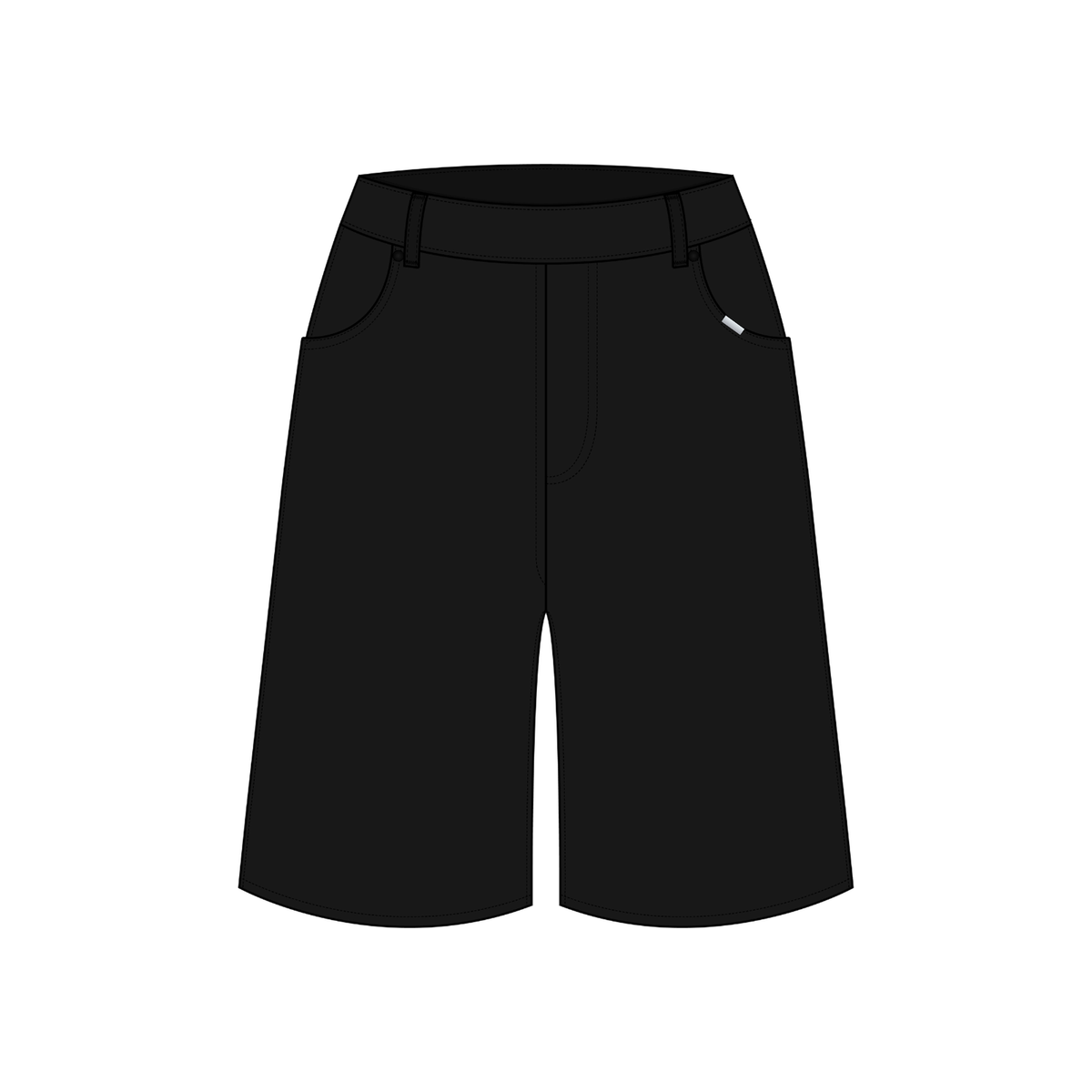 EIDO Long Sweat Shorts in black — front view